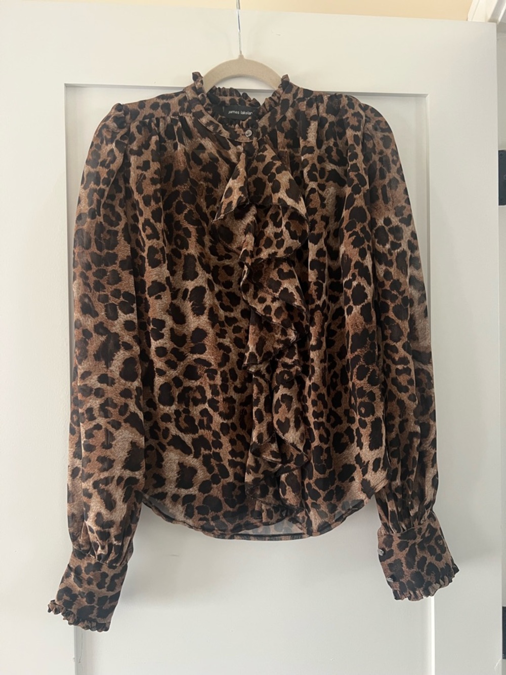 James Lakeland Leopard-Print Ruffle Blouse